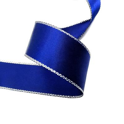 China BestPrice Floral Custom Gold Edge Satin Silver Metallic Ribbon for Chocolate Valentine's Day Christmas Day Gift Wrapping for sale