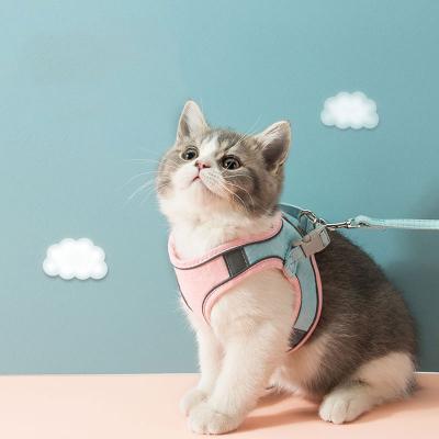 China Wholesale Popular Colorful Adjustable Luxury Soft Nylon Mesh Pet Cat Dog Harness and Leash Set for sale