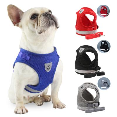 China Custom Print Designer Adjustable Sublimation Soft Padded Breathable Do Not Pull Thoughtful Dogs Cock Set With Leash for sale