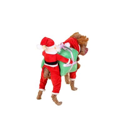 China Adorable Viable Santa Claus Riding Christmas Costume Funny Winter Hoodie Coat For Cosplay Party for sale