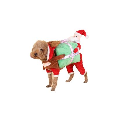 China Viable Funny Clothes Cosplay Santa Claus Costume Christmas Pet Puppy Sweater Coat for sale