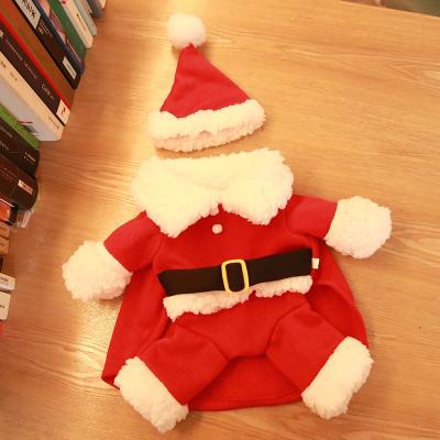 China Viable Dress Cat Clothes Sweater Small Dog Santa With Hat Xmas Christmas Dog Costumes Pet Jumpsuit for sale