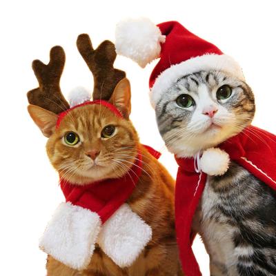 China Everydays Wear Dog Costumes Puppy Winter Clothes Christmas Cosplay Party Decoration Warm Hat Scarf For Kitten Cat And Small Dog for sale