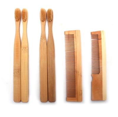 China New Design Best-selling Disposable Natural Wooden Bamboo Toothbrush And Comb 100% Biodegradable High Quality Eco-friendly Toothbrush for sale