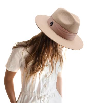 China Plush Fedora Hats For Women 100% Australian Wool Felt Brim Hat Crushable Packable Wide Band for sale