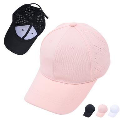 China Quick-Drying Sports Baseball Cap White Laser Hole COMMON Hole Perforated Mesh Running Sport Hat Unisex Fit Breathable for sale