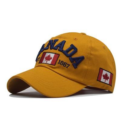 China 2021 COMMON Modern Fashion Canada Letter and Maple Flag Embroidery Cotton Baseball Hat 100% Snapback Hat for Men Women Leisure Hat for sale