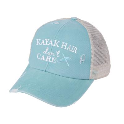 China COMMON Plian Style Washed Baseball Cap Custom Personality Embroidery Ponytail Hat Women Crisscross Design Sports Hat for sale