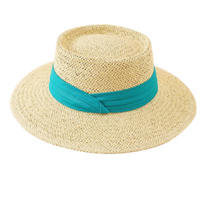 China New image women straw hat summer vacation brim design flat surface hat outdoor travel size wholesale high quality for sale