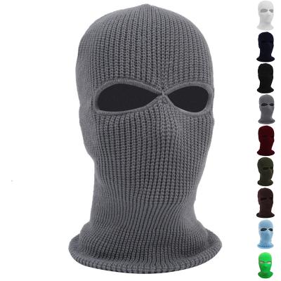 China COMMON High Quality Full Face 2 Hole Knit Embroidery Custom Logo Fashion Balaclava Hat Ski Mask Balaclava With Blank for sale