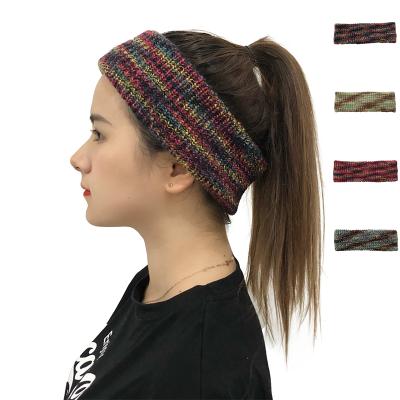 China COMMON Women's Winter Headbands Ear Warmer Acrylic Tie Dye Knit Thick Warm Crochet Working Headbands for sale