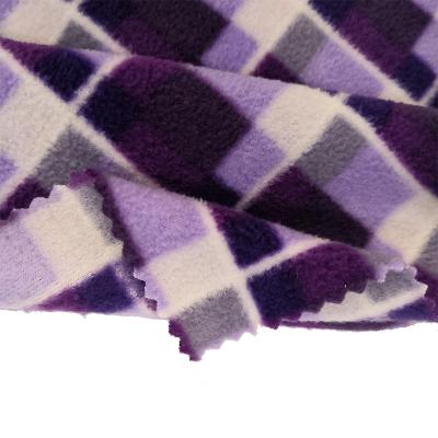 China High Quality Tear-Resistant Custom Printed Plaid Knitted Double Face 100%Polyester Micro Fleece Fabric For Blanket for sale