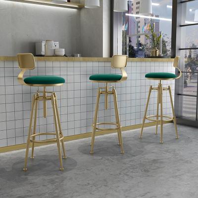 China Luxury Modern Nordic Large Back Leather Kitchen Modern Velvet Metal Gold Counter Stools Modern Bar Chairs For Bar Table for sale