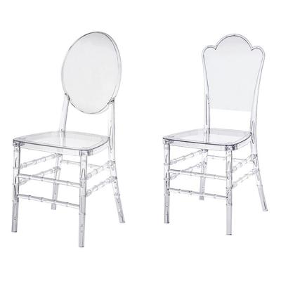 China Clear Acrylic Dine Crystal Dining Chair Transparent Ghost Plastic Crystal Dining Chair Nordic Modern Hotel Throne Transparent Acrylic Back Wedding Chair for sale