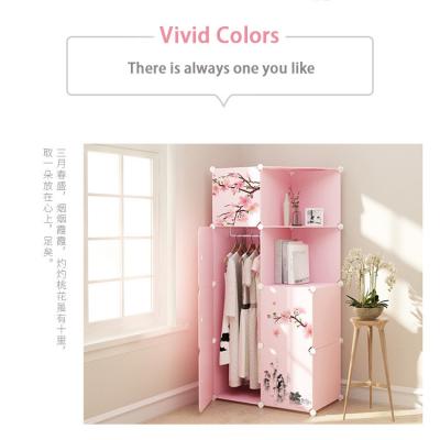 China (Size) Adjustable Portable Plastic Wardrobe For Modular Clothes Combination Hanging Wardrobe for sale