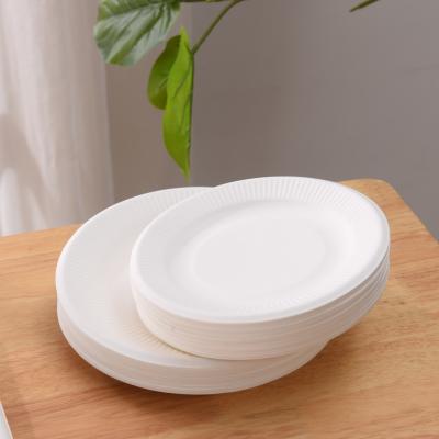 China New Minimalist 2400pcs/Carton Retail Bagasse Paper White Modern Disposable 6 Inch Lace Dish Paper Plate Manufacturers Suit for sale