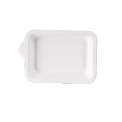 China Wholesale Minimalist Disposable Biodegradable White Rectangular Sugarcane Bagasse Paper Food Table Fruit Cake Birthday Party Trays for sale