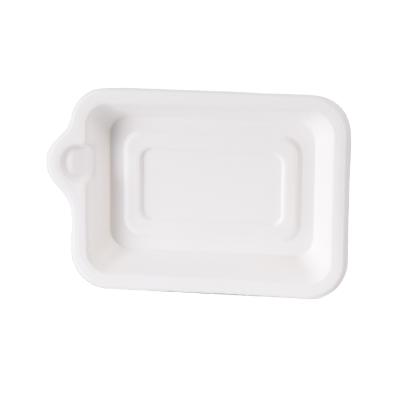 China Luxury Biodegrad Restaurant Dinner Dishes Food Square Minimalist Eco-Friendly Disposable Sugar Cane Tray White Bagasse Square Plate for sale