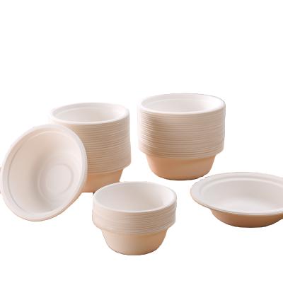 China 350ml Sugar Cane Bagasse Paper Pulp Salad Prep Ramen Food Soup Serving Bowl Minimalist Compostable White Biodegradable Disposable Bowl For Party for sale