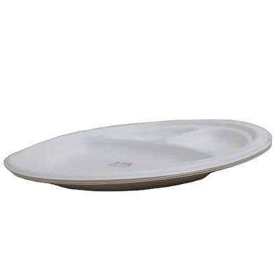 China Minimalist Disposable Biodegradable Bagasse 3 Compartment Dish Paper Tableware Dinnerware Sugar Cane Plate for sale