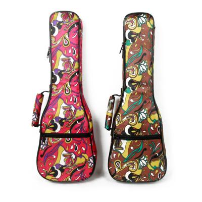 China Ukulele (CR-071) Cool Design Ukulele Bag Gig Backpack 21 23 26 Inch With Colorful Canvas Printed Red And Brown OEM Or Jenson 5mm for sale