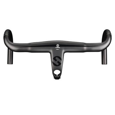 China Toseek 28.6MM Black 3K Matte Handlebar Integrated Road Handlebar Integrate Stem 400/420/440mm Bicycle Carbon Road Air Handlebar for sale