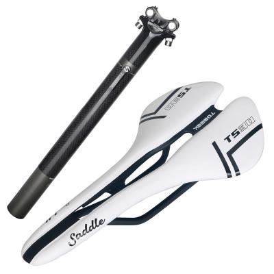 China Toseek 27.2/30.8/31.6 Aluminum Alloy Black White Leather Seatpost 350/400 Mtb Bike Road Bicycle Saddle Post Carbon Seatpost for sale