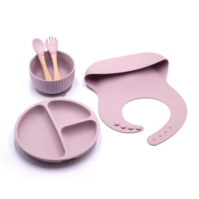 China Wholesale BPA Free Kids Feeding Straining Silicone Dinnerware Dishes Set Dinnerware Silicone Suction Bowl For Baby for sale