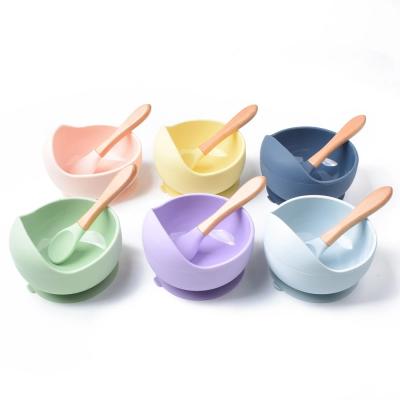 China Wholesale BPA Free Silicone Kids Feeding Bowl Set Bpa Free Suction Kids Tableware Set With Spoon for sale