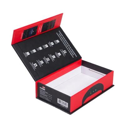 China Custom Fashion Smart Watch Case Red Magnetic Hard Card Package Packaging Box Recyclable For 3C Product for sale