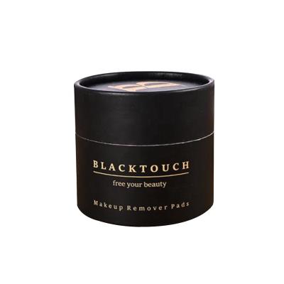 China Recycled material luxury low moq custom printed black and white gold foil logo UV gift box cylinder candle box for sale