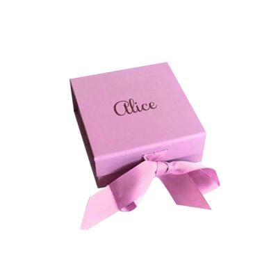 China Small Recycled Pink Baby Stockings Luxury Custom Material Moq Gift Box With Magnetic With Pink Ribbon for sale