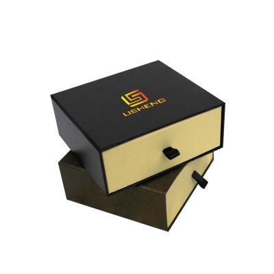 China Luxury Custom UV Gold Logo Recycled Hot Foil Material Stain Stamping Sliding Packaging Drawer Gift Boxes For Apparel Clothing for sale