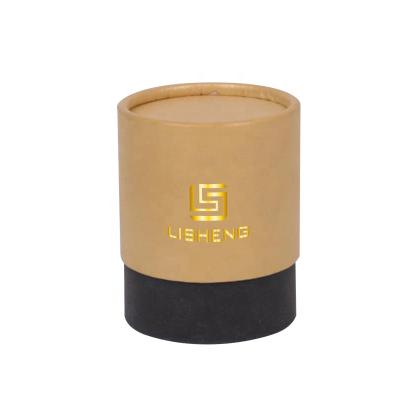 China Eco Friendly Recycled Material Recycle Different Size Matte Black Brown Kraft Paper Cylinder Tube Box Custom Printed With Gold Logo for sale