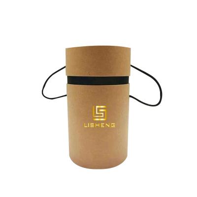 China Luxury Custom Made Recycled Material Eco Long Cylinder Incense Umbrella Flower Paper Tube Box With Rope Handle for sale