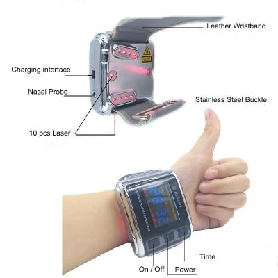 China Imporve blood stroke and microcirculation rhinitis diabetes hypertension relief therapy instrument infrared laser watch for sale