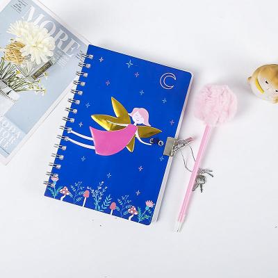 China Gift Shape Plastic Cover Spiral Notebook With Key Lock for sale