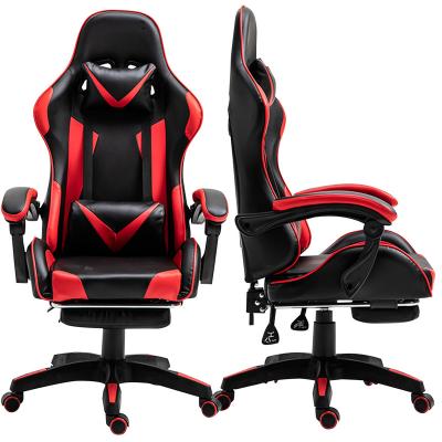 China Custom Leather Silla Gamer PU Desk Swivel Adult Swivel Racing Red Gaming Chair cadeira gamer chair with footrest for sale