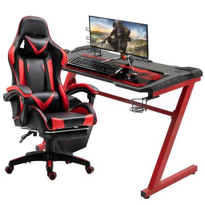 China Multifunctional Modern Custom Metal Legs Shape Computer Z Shape Computer Gaming Desk And Chair Luxury Home Set for sale