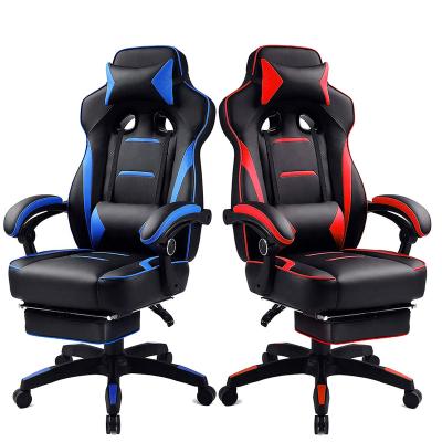 China Silla Adjustable Leather PU Lumbar Support Swivel E-sports Gaming Chair Luxury Leather Gamer Chair With Footrest for sale