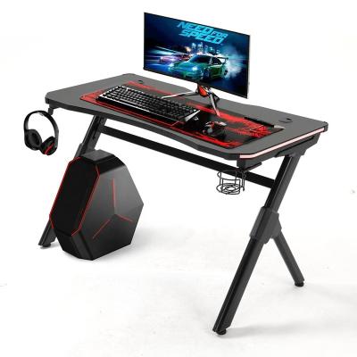 China Wholesale Multifunctional Factory Style K Shape Metal Frame RGB Wrapping Light Led Computer Table Gaming Desk for sale