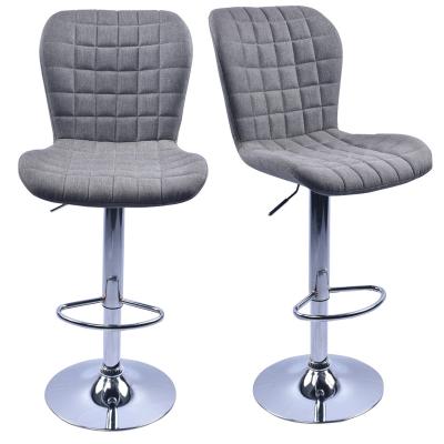 China Wholesale Home Adjustable Footstool Gray 360 Degree Swivel Hotel Modern Restaurant Bar Stool Chair for sale