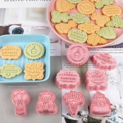 China Happy Birthday 8pcs Tools Kids Birthday Party Baby Shower Baking Decoration Biscuit Mold Cookie Cutters Viable Cake DIY 1st for sale