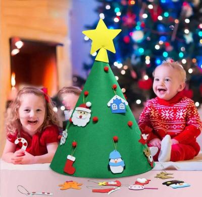 China 70*50cm Christmas Tree Ornaments 70*50cm DIY Felt Improved Hanging Toddler Christmas Tree Toddler Christmas Tree Ornaments For Kids Christmas Decoration for sale