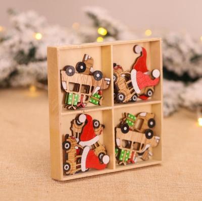 China Christmas Printed Wholesale Christmas Wooden Ornament Pendants 12Pcs Wooden Hanging Christmas Tree Decoration For New Year 2022 Christmas Home Gifts Party for sale