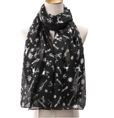 China Shiny Gray Bronzing Foil Silver Christmas Snowflake Neck Scarves Snood Scarves Women Christmas Gifts New Snowflake Christmas Scarf Winter Women for sale