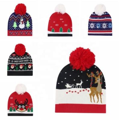 China Winter Christmas Beanie Mens Women Children Christmas Beanie Knitted Christmas Hats New Year 2021 for sale