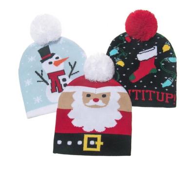 China 2021 Christmas New Year Beanie Hats Knitted Christmas Knitted Beanie Sweater Hat For Kid Adult For Xmas Party for sale