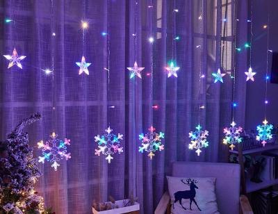 China Christmas String Lights 220V EU Plug Star Christmas Garland Fairy Lights LED Snowflake Curtain String Lights for Wedding Party Holiday Home Decoration for sale