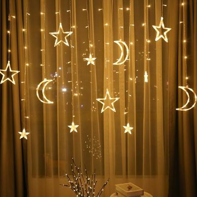 China Christmas String Lights 3.5M 220V LED Moon Star Curtain String Lights Christmas LED Curtain Lights for Holiday Party Home Wedding Decoration for sale